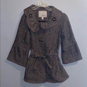 Brown and black pea coat